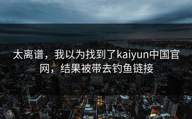 太离谱，我以为找到了kaiyun中国官网，结果被带去钓鱼链接