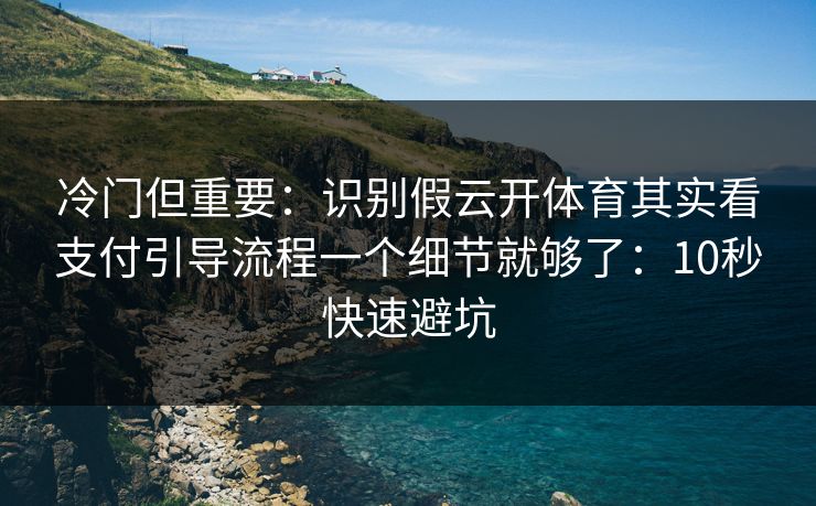 冷门但重要：识别假云开体育其实看支付引导流程一个细节就够了：10秒快速避坑